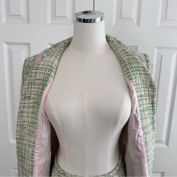 Isabel & Nina Elegant Green Tweed Women's Long Jacket and Skirt Suit, Size 2 - Picture 12 of 16